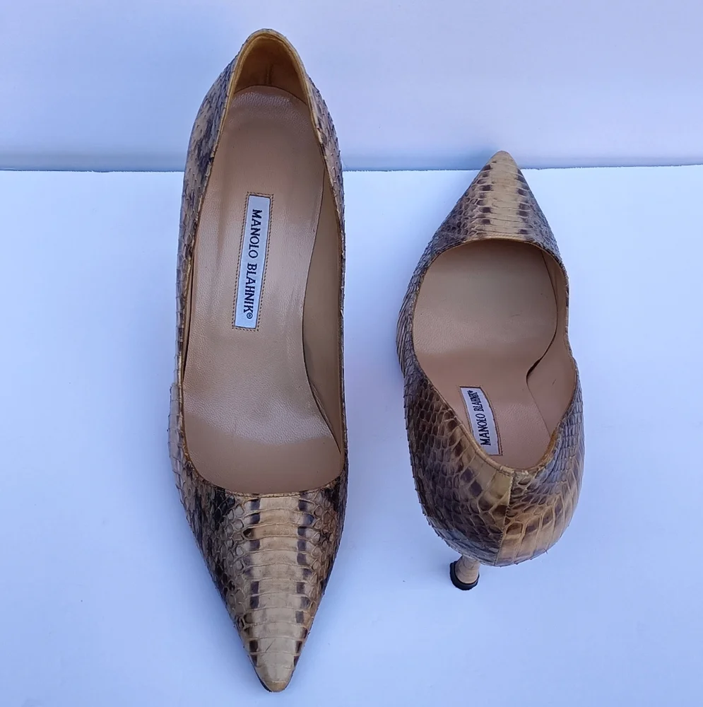 Manolo Blahnik Snake Skin Heels - Picture 8 of 11
